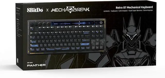 Alt view image 2 of 7 - 8BitDo Retro 87 Mechanical Keyboard with Hot-Swappable Kailh Switches, RGB Backlight, Programmable Buttons, Wireless 2.4G/Bluetooth/USB-C for Windows and Android - Mecha Break: Panther