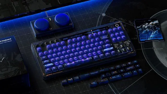 Alt view image 3 of 7 - 8BitDo Retro 87 Mechanical Keyboard with Hot-Swappable Kailh Switches, RGB Backlight, Programmable Buttons, Wireless 2.4G/Bluetooth/USB-C for Windows and Android - Mecha Break: Panther