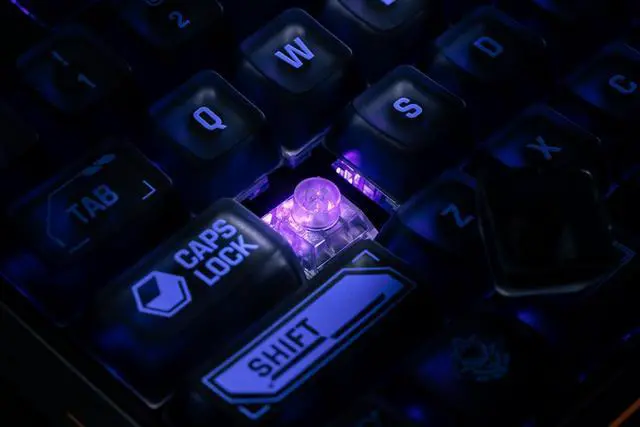 Alt view image 6 of 7 - 8BitDo Retro 87 Mechanical Keyboard with Hot-Swappable Kailh Switches, RGB Backlight, Programmable Buttons, Wireless 2.4G/Bluetooth/USB-C for Windows and Android - Mecha Break: Panther