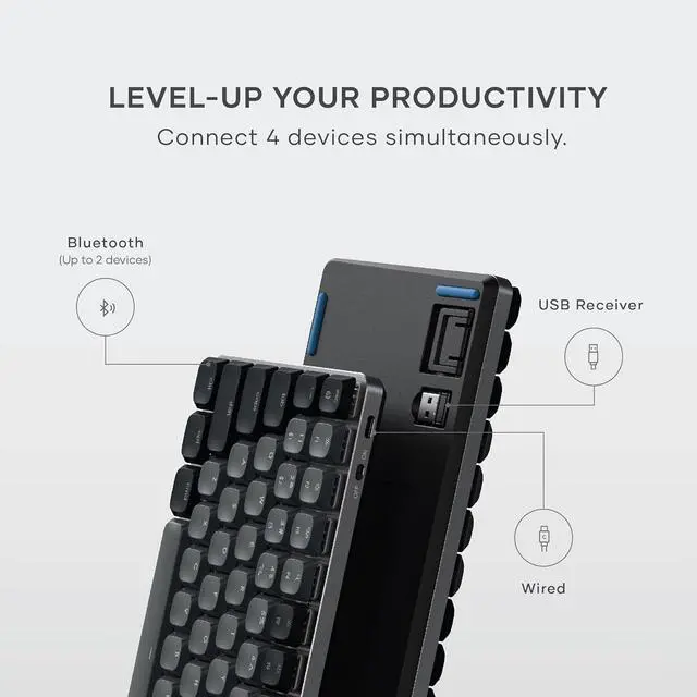 Alt view image 2 of 7 - Satechi SM1 75% Mechanical Keyboard for Mac and Windows, LED Backlit Bluetooth Keyboard, 84 Keys Compact Wireless, Gaming, for Mac and Windows - Dark Gray/Gray