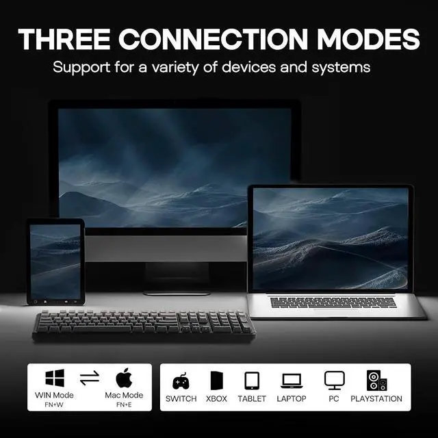 Alt view image 3 of 7 - EPOMAKER Aula F108 Full Size Wireless Gaming Keyboard with 4000mAh Battery, 108 Hot-Swappable and Programmable Keys, NKRO, RGB Backlight, for Win/Mac/PC/Android (Black Gradient)