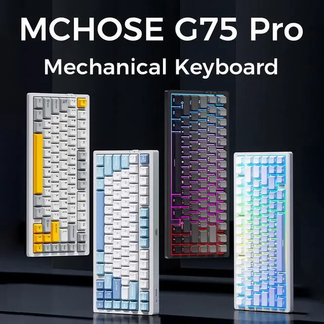 Alt view image 2 of 6 - G75 Pro Wireless Mechanical Keyboard, 75% Layout, Gasket Mounted, 5 Layers Dampening,RGB Backlit, 2.4GHz/BT/Wired Tri-Mode, Hot Swappable (Blue, Cabbage Tofu Switch)