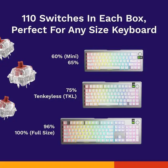 Alt view image 6 of 7 - Glorious - Fox Heavy Linear Switches (110 PCS), Prelubed, Silent Red, Cherry MX Compatible