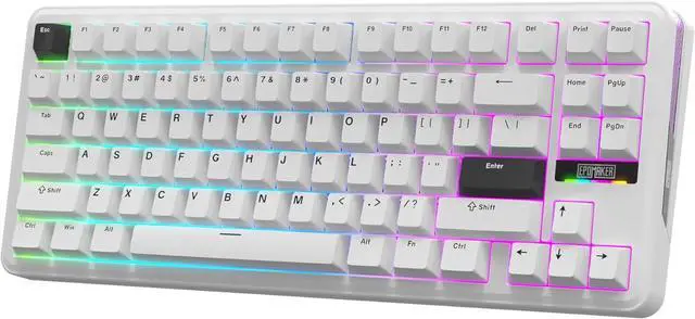Main image of EPOMAKER TH85 QMK/VIA Wireless Gaming Keyboard, BT5.0/2.4GHz/USB-C, Hot Swappable Pre-lubed Custom Milk Blue Tactile Switches, Gasket Creamy Keyboard for PC/Mac/Office/Gaming (White)