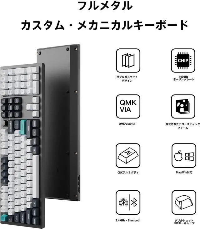 Alt view image 3 of 7 - Keychron Q6 Max Wireless RGB Mechanical Keyboard - Hot-Swappable, Gateron Jupiter Red Switches, Aluminum Frame with Knob, Full-Size (104 Keys), Compatible Windows Mac Linux, Carbon Black (Q6M-M1)