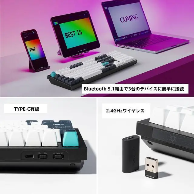 Alt view image 4 of 7 - Keychron Q6 Max Wireless RGB Mechanical Keyboard - Hot-Swappable, Gateron Jupiter Red Switches, Aluminum Frame with Knob, Full-Size (104 Keys), Compatible Windows Mac Linux, Carbon Black (Q6M-M1)