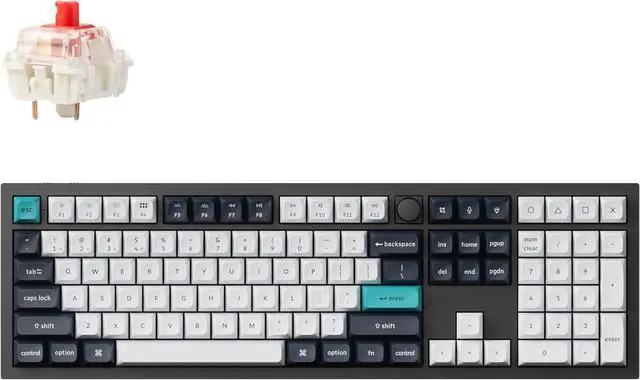 Main image of Keychron Q6 Max Wireless RGB Mechanical Keyboard - Hot-Swappable, Gateron Jupiter Red Switches, Aluminum Frame with Knob, Full-Size (104 Keys), Compatible Windows Mac Linux, Carbon Black (Q6M-M1)