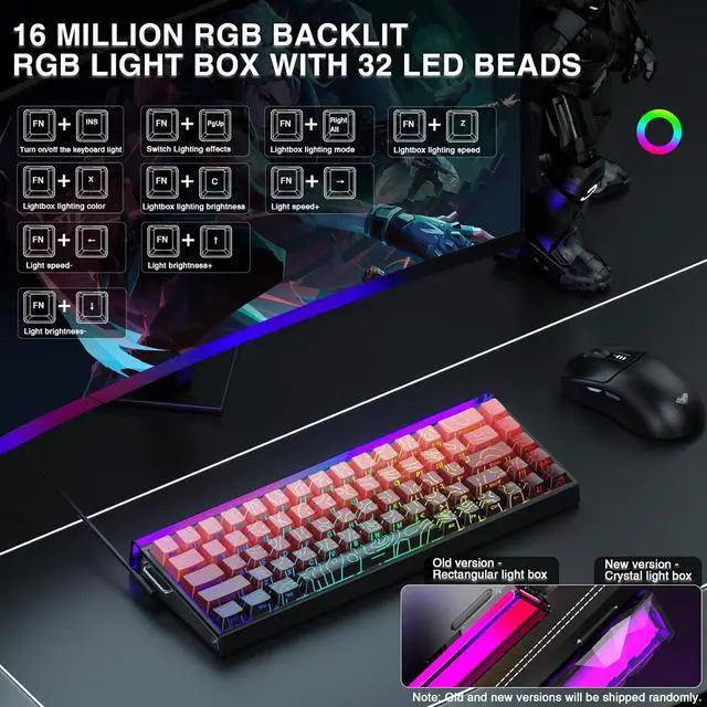 Alt view image 3 of 7 - AULA Hero 68 HE 60% Gaming Keyboard Wired, Hall Effect Magnetic Switch Keyboard with 8K Hz Polling Rate, Side Printed PBT Keycaps, RGB Light Box, Customizable Web Software for PC/Mac Gamers