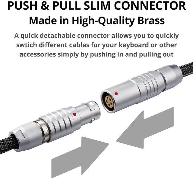 Alt view image 2 of 7 - GUNMJO Pro Custom Coiled USB C Cable for Gaming Keyboard, Double-Sleeved Mechanical Keyboard Cable with Slim Type Detachable Metal Aviator, 1.5M USB-C to USB-A, Classic Black Color