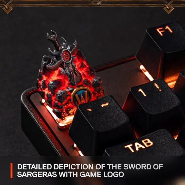 Alt view image 3 of 3 - World of Warcraft Collector Item  Handmade Resin Artisan Keycap  Free in-Game Item  Cherry MX Gaming Keyboard  Individually Numbered  Sword of Sargeras Design