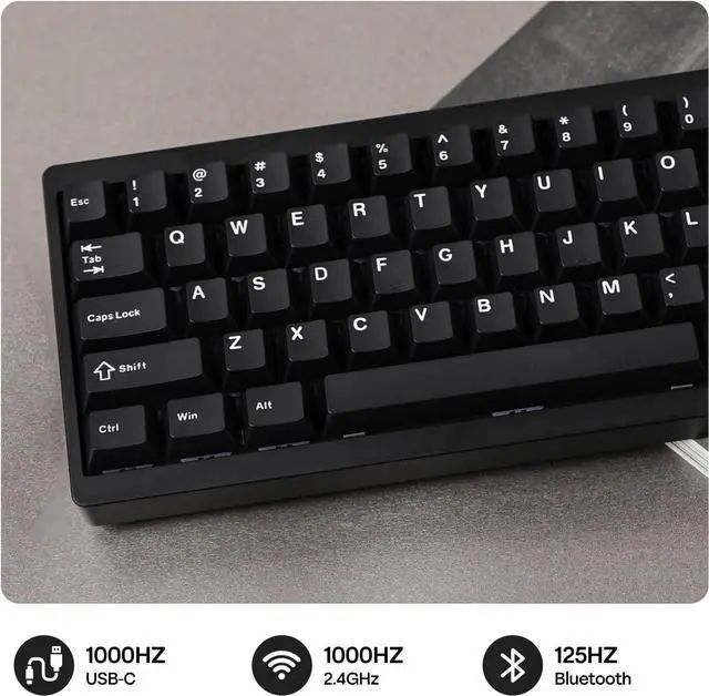Alt view image 7 of 7 - EPOMAKER P65 QMK/VIA Wireless Aluminum Gaming Keyboard, Gasket-Mount, Bluetooth/2.4Ghz/USB(A to C), Hot Swappable, N-Key Rollover, for Mac/PC/PS/Xbox (Black, Zebra Switch)