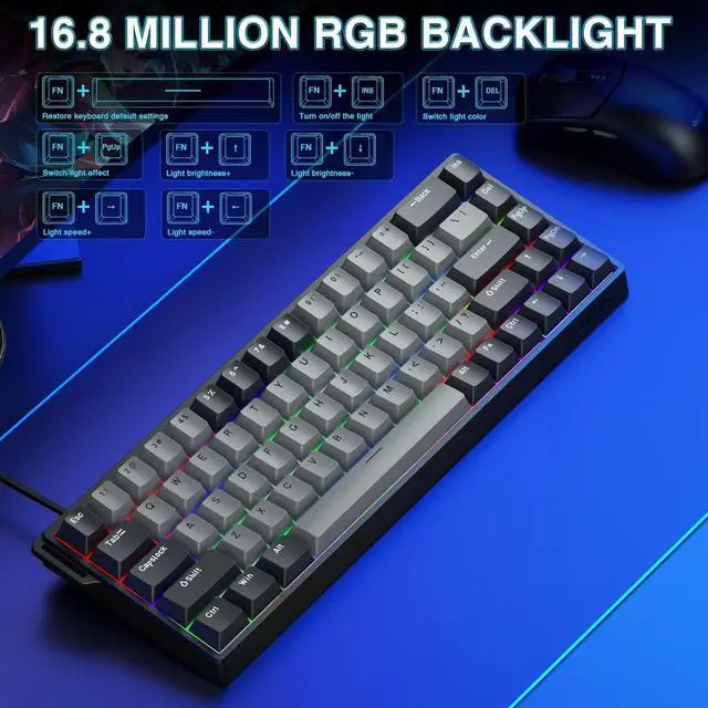 Alt view image 6 of 7 - AULA WIN68 HE PRO - Hall Effect Gaming Keyboard with Magnetic Switch, Rapid Trigger Mode Adjustable Actuation, 8KHz Polling Rate, Wired RGB Backlit Mechanical Gaming Keyboard 60 Percent Compact Design
