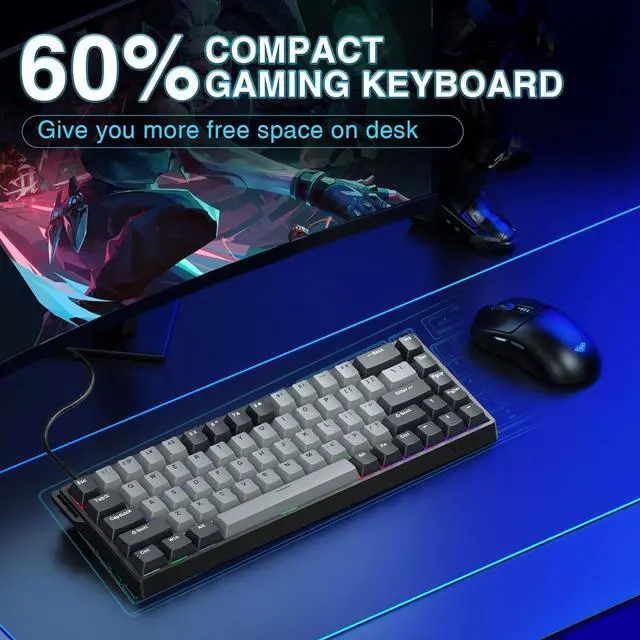 Alt view image 7 of 7 - AULA WIN68 HE PRO - Hall Effect Gaming Keyboard with Magnetic Switch, Rapid Trigger Mode Adjustable Actuation, 8KHz Polling Rate, Wired RGB Backlit Mechanical Gaming Keyboard 60 Percent Compact Design