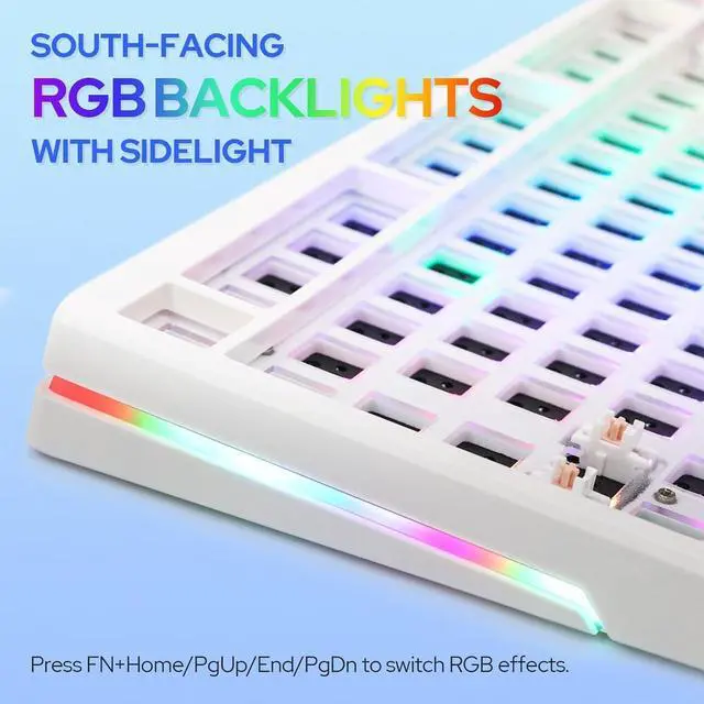 Alt view image 3 of 7 - EPOMAKER Aura75 75% Mechanical Keyboard Kit, Hot Swappable Custom Keyboard Kit, 2.4Ghz/Bluetooth 5.0/USB-C Wired Wireless Gaming DIY Kit, with Silicone Pad, RGB Backlight for Win/Mac/Gaming (White)