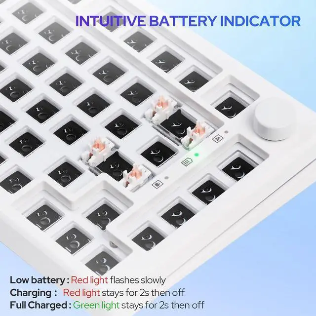 Alt view image 6 of 7 - EPOMAKER Aura75 75% Mechanical Keyboard Kit, Hot Swappable Custom Keyboard Kit, 2.4Ghz/Bluetooth 5.0/USB-C Wired Wireless Gaming DIY Kit, with Silicone Pad, RGB Backlight for Win/Mac/Gaming (White)