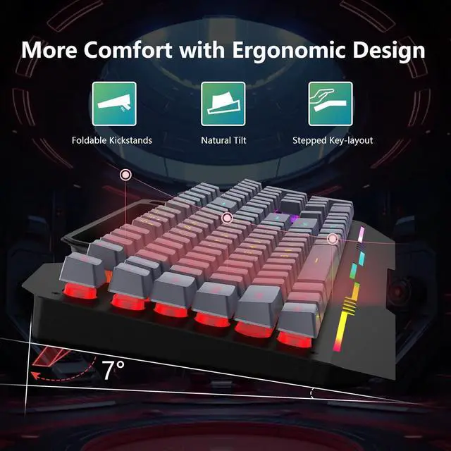 Alt view image 4 of 7 - AULA Keyboard, T102 104 Keys Gaming Keyboard and Mouse Combo with Rainbow Backlit Quiet Computer Keyboard, All-Metal Panel, Waterproof Light Up PC Keyboard, USB Wired Keyboard for MAC Xbox PC Gamers