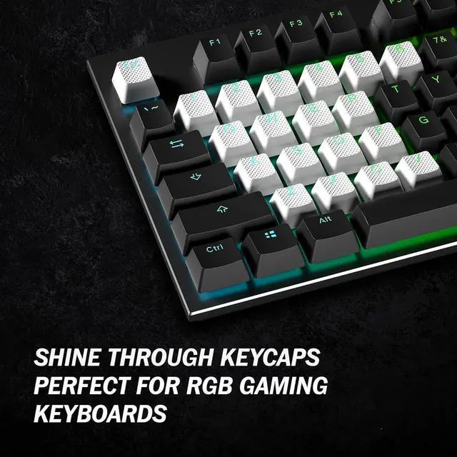 Alt view image 2 of 6 - HK Gaming Rubber Keycaps Set | Anti-Slip Texture | Doubleshot Backlit Keycap Set | 23 Keys OEM Profile Key Set | for Mechanical Keyboard | Compatible with Cherry MX, Gateron, Kailh | White
