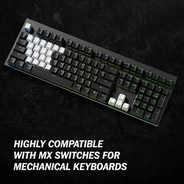 Alt view image 3 of 6 - HK Gaming Rubber Keycaps Set | Anti-Slip Texture | Doubleshot Backlit Keycap Set | 23 Keys OEM Profile Key Set | for Mechanical Keyboard | Compatible with Cherry MX, Gateron, Kailh | White