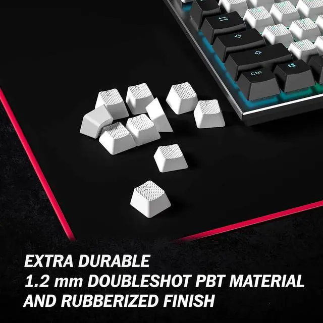 Alt view image 4 of 6 - HK Gaming Rubber Keycaps Set | Anti-Slip Texture | Doubleshot Backlit Keycap Set | 23 Keys OEM Profile Key Set | for Mechanical Keyboard | Compatible with Cherry MX, Gateron, Kailh | White