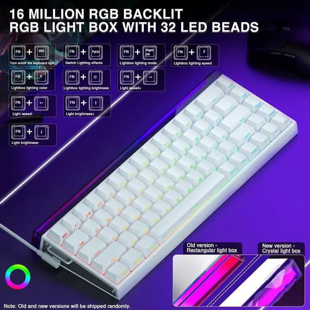 Alt view image 3 of 7 - AULA Hero 68 HE 60% Gaming Keyboard Wired, Hall Effect Magnetic Switch Keyboard with Adjustable Actuation, Fast Trigger Mode, 8K Hz Polling Rate, 0.125ms Latency,Side Printed PBT Keycaps, RGB Backlit