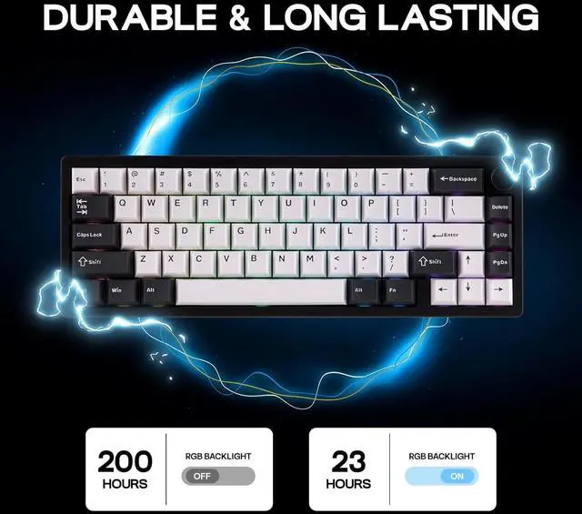 Alt view image 6 of 7 - EPOMAKER Galaxy65 Wireless QMK/VIA Mechanical Keyboard, Ball-Catch Anodized Aluminum Custom Keyboard, Pre-Lubed Hot-Swappable Switch, RGB Backlit, Rotary Knob, 2.4Ghz/BT/Type-C (Black)