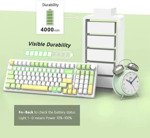 Alt view image 7 of 7 - AJAZZ AK992 Wireless Gaming Keyboard,2 in 1 Custom Coiled Cable,Illuminated RGB Hot Swappable Wireless Keyboard, Rechargeable 2.4G/BT5.0/Wired,PBT Keycaps Gasket Mount Knob for PC/Mac/PS4(Red Switch)