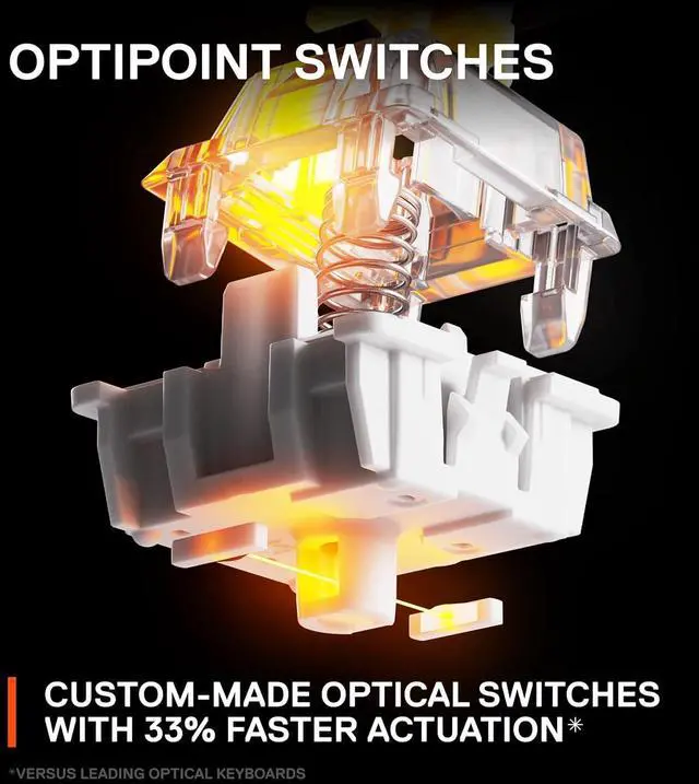 Alt view image 4 of 7 - SteelSeries Apex 9 TKL - Mechanical Gaming Keyboard - Optical Switches - 2-Point Actuation - Keyless Compact Size - Removable Switches - US Layout (QWERTY)