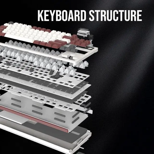 Alt view image 6 of 7 - EPOMAKER Shadow-S VIA Wireless Gaming Keyboard, Gasket Mechanical Keyboard, with 1.14 inch Programmable Smart Screen, Bluetooth/2.4Ghz/USB-C Wired Creamy Keyboard (White Brown, Flamingo Switch)