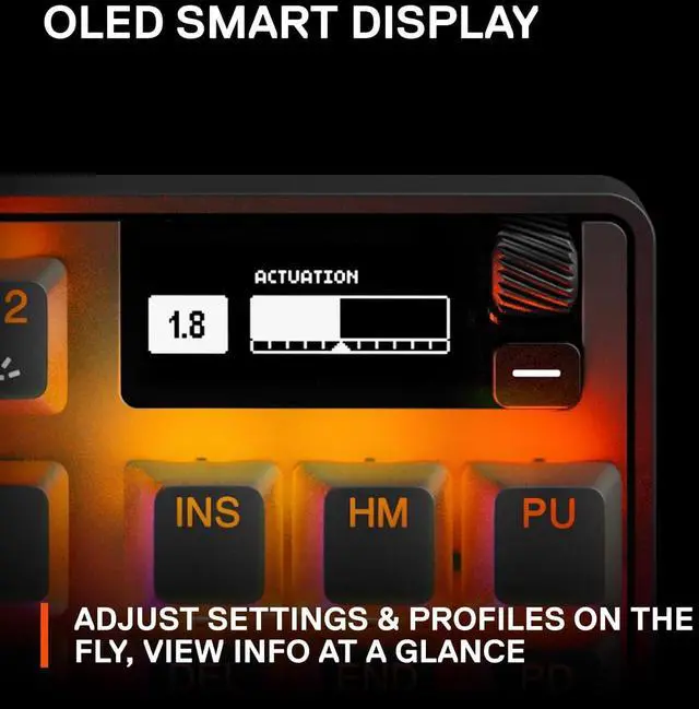 Alt view image 7 of 7 - SteelSeries Apex Pro TKL HyperMagnetic Gaming Keyboard - World's Fastest Keyboard - Adjustable Actuation - Esports Tenkeyless - OLED Screen - RGB - PBT Keycaps - USB-C