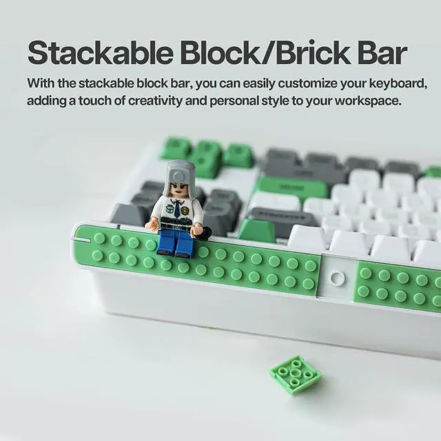 Alt view image 6 of 7 - EPOMAKER Brick 87 Tri-Mode TKL Mechanical Keyboard with Stackable Block Bar, Thumb-Scroll Knobs, Hot Swappable Gaming Keyboard, 3000mAh Battery, RGB, for Win/Mac (Grey Green, Wisteria Linear Switch)