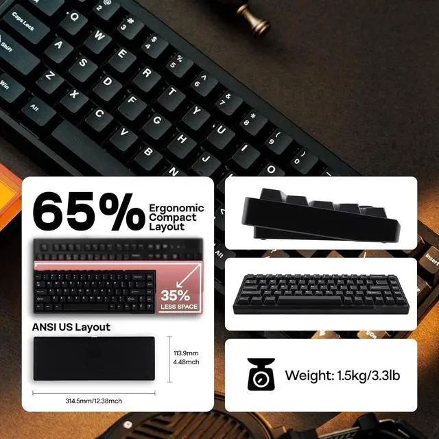 Alt view image 6 of 7 - EPOMAKER Magforce68 Wired Gaming Keyboard with Hall Effect Switch, Aluminum Magnetic Keyboard, Ultra Fast Adjustable Actuation, 8K Polling Rate (Gateron Magnetic Jade Pro Switch)