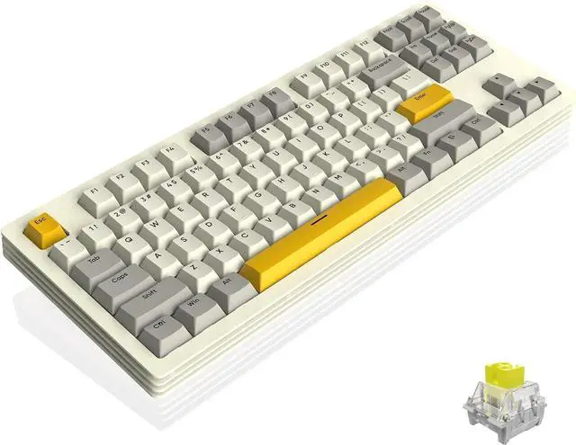 Main image of AKC087 Wireless Mechanical Keyboard, 87 Keys Compact TKL Gaming Keyboard, BT5.0/2.4G/Wired 75% Keyboard, RGB Hot Swappable Mechanical Keyboard OEM Profile Yellow Switch for Windows Mac Laptop