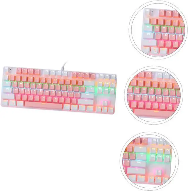 Alt view image 2 of 7 - FELTECHELECTR RGB Mechanical Gaming Keyboard Key Backlit USB Office Keyboard with Ergonomic Design Durable Double