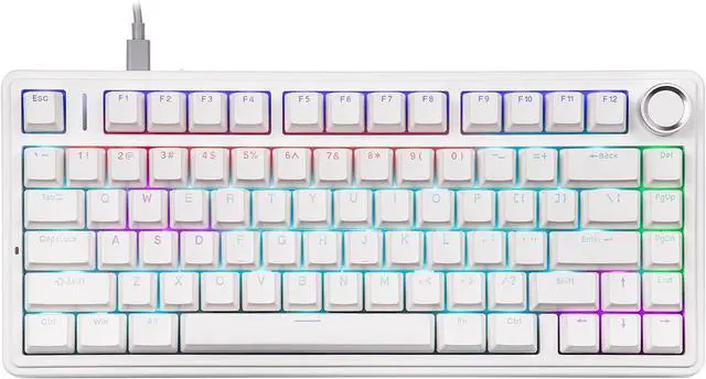 Main image of EPOMAKER Aula F75-Wired 75% Gaming Keyboard with Knob, Shine Through ABS Keycap, Hot Swappable Creamy Mechanical Keyboard for Games/Office (White)