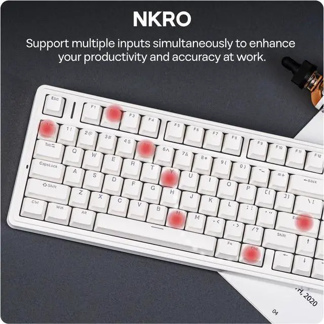 Alt view image 5 of 7 - EPOMAKER Aula F75-Wired 75% Gaming Keyboard with Knob, Shine Through ABS Keycap, Hot Swappable Creamy Mechanical Keyboard for Games/Office (White)