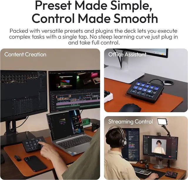 Alt view image 3 of 7 - ULANZI D200 H AI Control Hub, 7-in-1 Streaming Deck, 100W PD Charging, Creative Studio Controller with Light Master, Black
