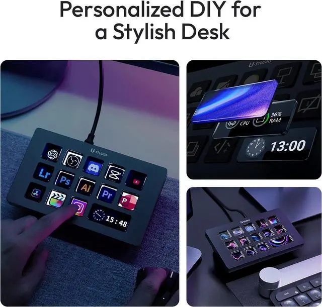 Alt view image 6 of 7 - ULANZI D200 H AI Control Hub, 7-in-1 Streaming Deck, 100W PD Charging, Creative Studio Controller with Light Master, Black