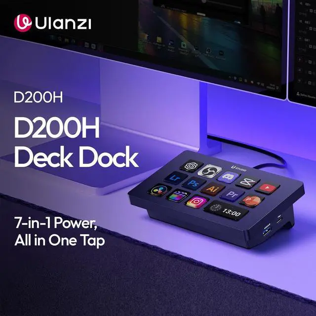 Alt view image 7 of 7 - ULANZI D200 H AI Control Hub, 7-in-1 Streaming Deck, 100W PD Charging, Creative Studio Controller with Light Master, Black