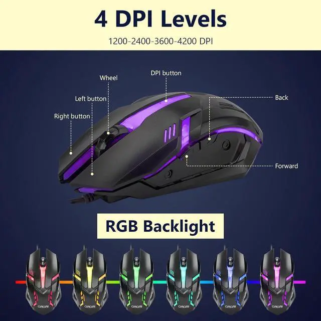 Alt view image 6 of 7 - CHONCHOW Mechanical Gaming Keyboard and Mouse Combo, LED Backlit, Blue Switch, 87 Keys TKL, Hot Swappable Mechanical Keyboard, RGB Mouse 1200-4200 DPI for Ps4 Xbox PC Laptop Mac Windows