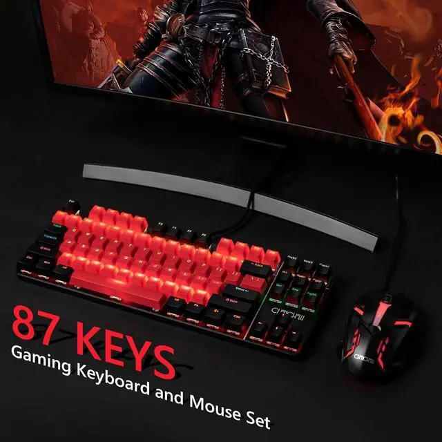 Alt view image 7 of 7 - CHONCHOW Mechanical Gaming Keyboard and Mouse Combo, LED Backlit, Blue Switch, 87 Keys TKL, Hot Swappable Mechanical Keyboard, RGB Mouse 1200-4200 DPI for Ps4 Xbox PC Laptop Mac Windows