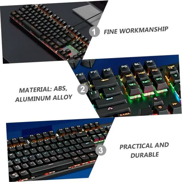 Alt view image 3 of 7 - OKUMEYR Backlit Mechanical Keyboard Key Wired Gaming Keyboard with RGB Lighting Durable Panel Injection