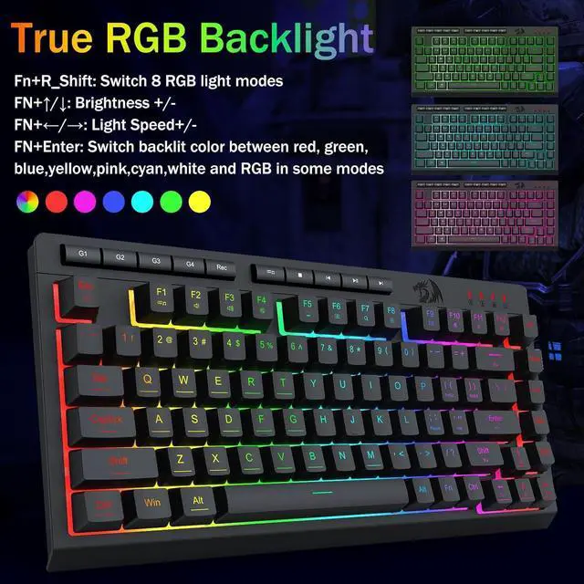 Alt view image 3 of 7 - Redragon K524 RGB Gaming Keyboard Wired, Extra On-Board Macro Keys, Dedicated Multimedia Keys, Anti-ghosting, RGB Backlit, Software Support, 75% Portable Quiet Membrane Keyboard, Black