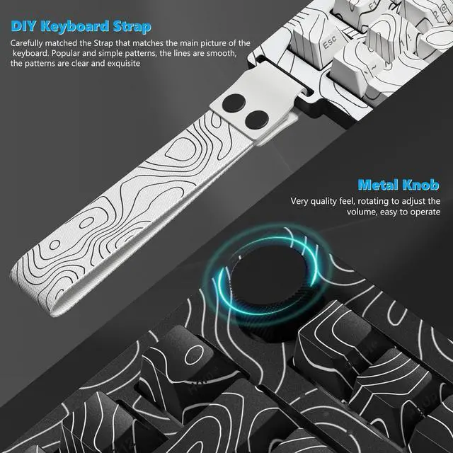 Alt view image 2 of 6 - Womier 75% Percent Keyboard Wireless with Topographic Strap,QMK/VIA Creamy Mechanical Keyboard Gaming, RGB Custom Hot Swappable Key Board, PBT Keycaps for Windows & Mac - POM Linear Switch(Q75)