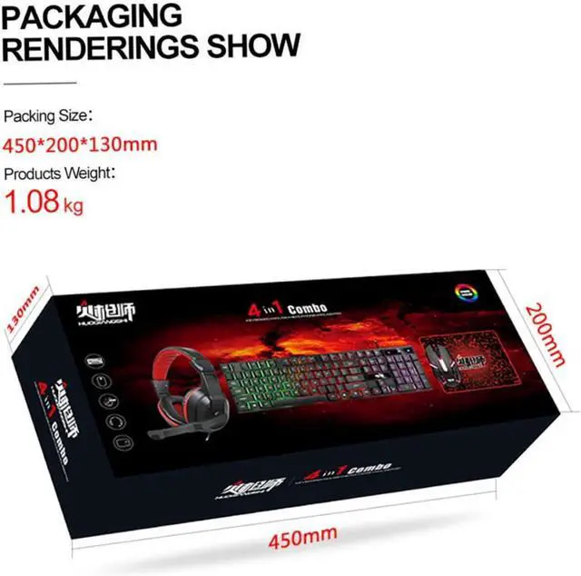 Alt view image 6 of 7 - CAXUSD 1set Backlit Keys Wired Keyboard Mouse Headset Mouse Pad for Gaming and Office Use Ergonomic Design