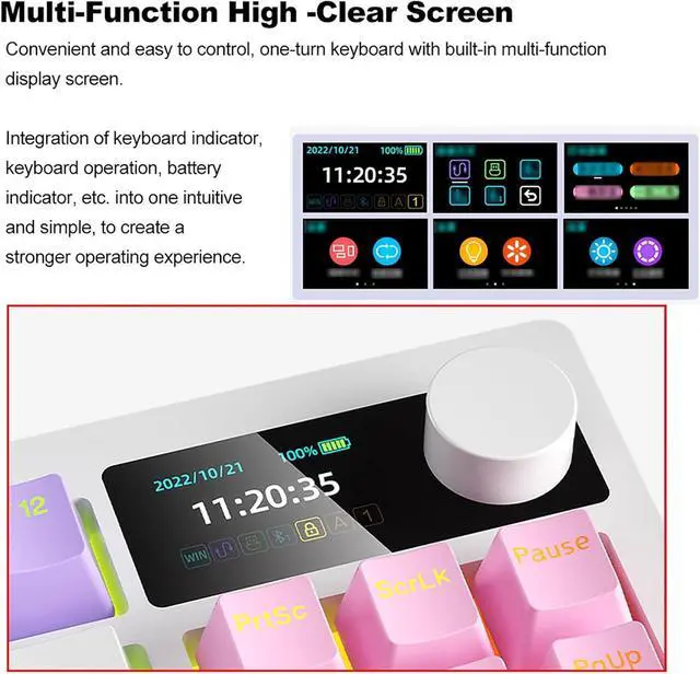 Alt view image 2 of 6 - RGB Mechanical Keyboard with Hot Swappable Keys for Gaming Office Typing (White Switch)