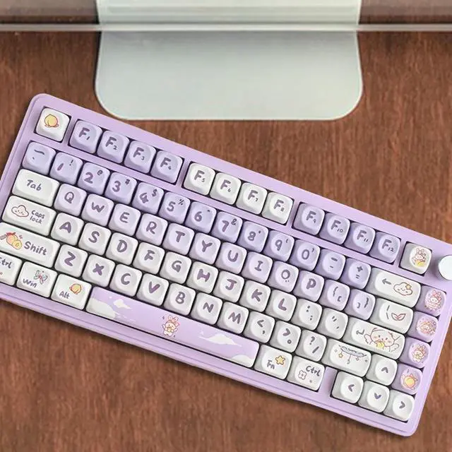 Alt view image 3 of 7 - MagiDeal Mechanical Keyboard Keycaps English Keycap Set Clear Cute Patterns Print Ideal Gift Easy to Install Heat Sublimation Key Caps, Purple 142 Keys