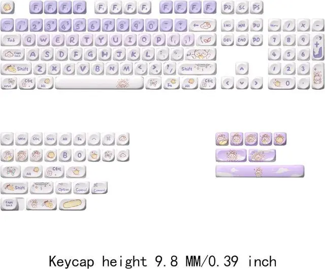 Alt view image 5 of 7 - MagiDeal Mechanical Keyboard Keycaps English Keycap Set Clear Cute Patterns Print Ideal Gift Easy to Install Heat Sublimation Key Caps, Purple 142 Keys