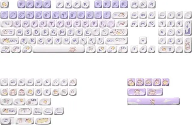 Alt view image 6 of 7 - MagiDeal Mechanical Keyboard Keycaps English Keycap Set Clear Cute Patterns Print Ideal Gift Easy to Install Heat Sublimation Key Caps, Purple 142 Keys