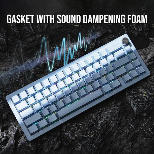 Alt view image 4 of 7 - EPOMAKER Tide65 QMK/VIA Wireless Gaming Keyboard, 65% Aluminum Mechanical, Programmable, Bluetooth/2.4Ghz/USB-C, with FR4 Plate for Win/Mac (Blue, Zebra Switch)