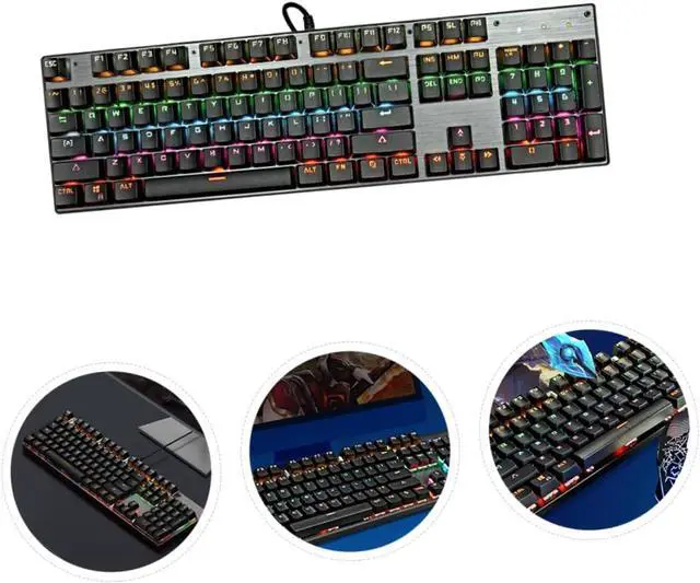 Alt view image 2 of 7 - ETHZZLE Key Mechanical Gaming Keyboard with RGB Backlit USB Wired Durable Panel Dual Keycaps Sturdy Wear